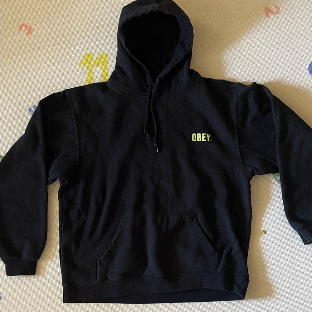 Obey Black Hoodie with Yellow Logo